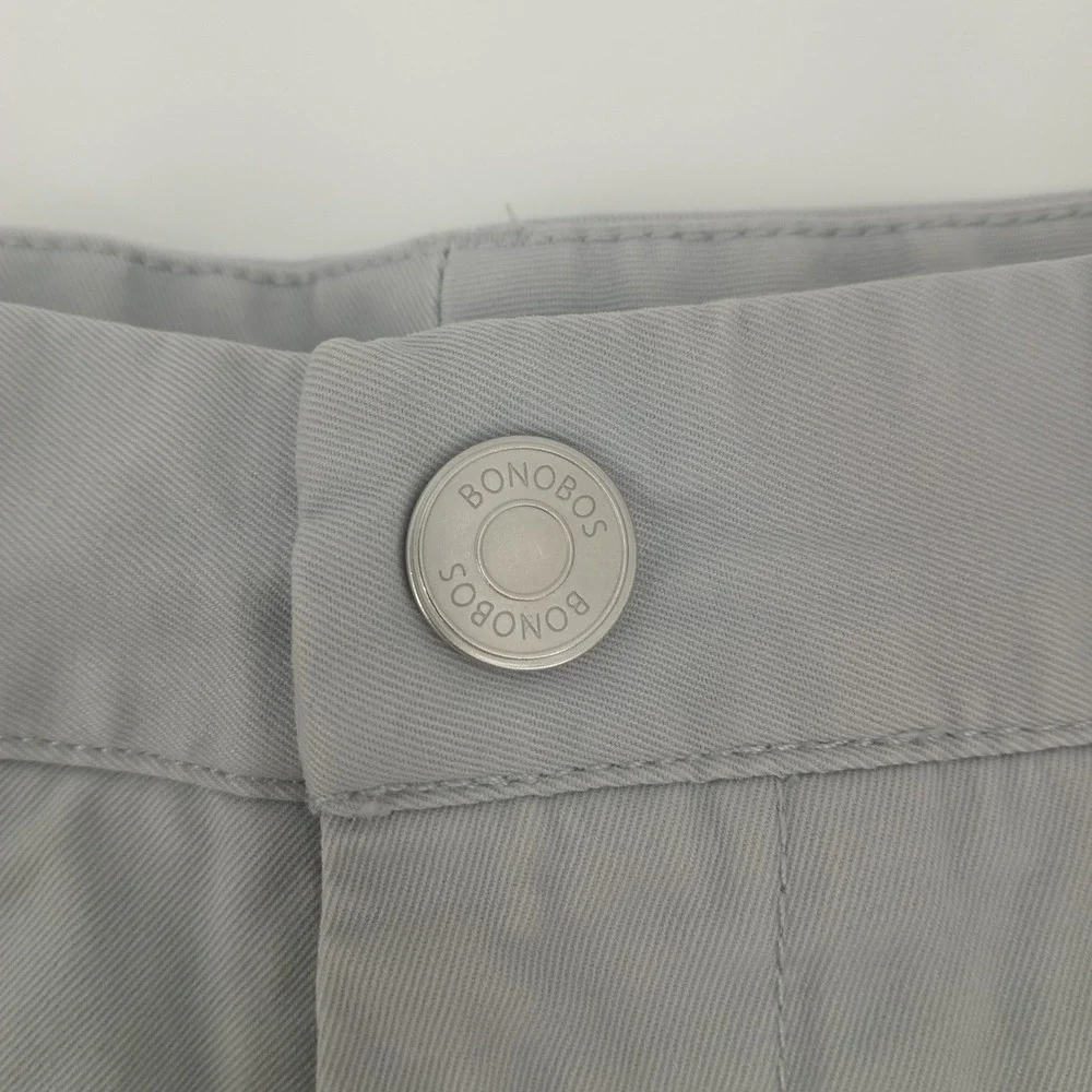 Bonobos Mens Washed Chino Shorts Light Grey 7 Inch Inseam Size 34 Cotton Twill